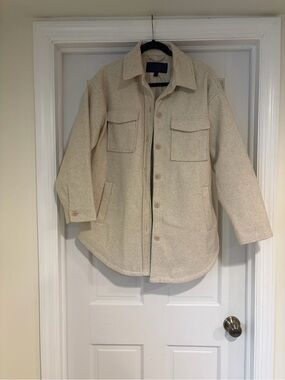 RACHEL Rachel Roy Cream Wool Shacket Jacket